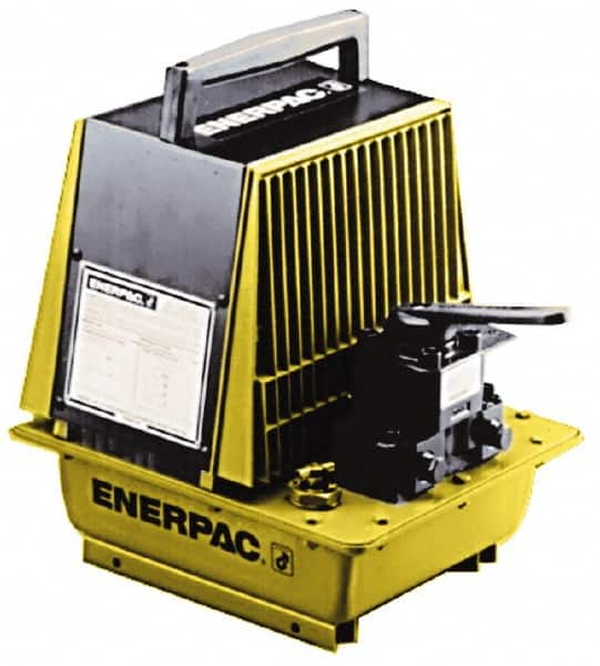 Enerpac - 10,000 psi Air-Hydraulic Pump & Jack - 2 Gal Oil Capacity, 4-Way, 3 Position Valve, Use with Double Acting Cylinders, Advance, Hold & Retract - Americas Tooling