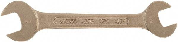 Ampco - 19mm x 22mm Nonsparking Open End Wrench - 8" OAL, Double End, Plain Finish - Americas Tooling