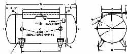 Made in USA - 120 Gallon, 200 Max psi Horizontal Tank with Plate - 2" Inlet, 69" Tank Length x 24" Tank Diam - Americas Tooling