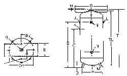 Made in USA - 60 Gallon, 200 Max psi Vertical Tank with Plate - 3/4" Inlet, 48" Tank Length x 20" Tank Diam - Americas Tooling