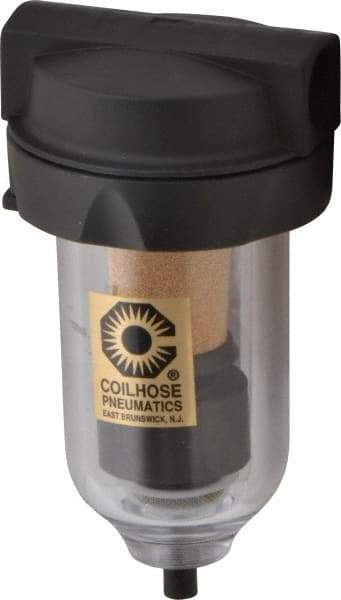 Coilhose Pneumatics - 3/8" Port, 5" High, FRL Filter with Polycarbonate Bowl & Automatic Drain - 150 Max psi, 120°F Max, 4 oz Bowl Capacity - Americas Tooling