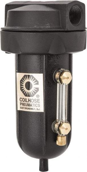 Coilhose Pneumatics - 3/8" Port, 5" High, FRL Filter with Aluminum Bowl & Automatic Drain - 250 Max psi, 250°F Max, 4 oz Bowl Capacity - Americas Tooling