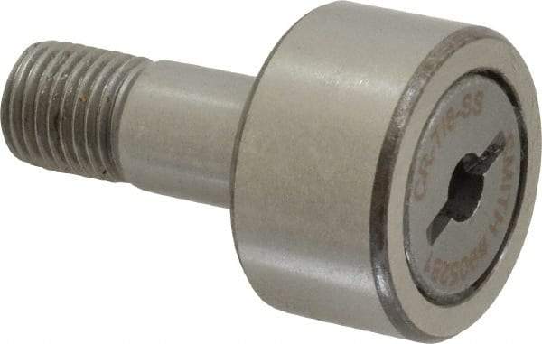 Accurate Bushing - 7/8" Roller Diam x 1/2" Width, 3/8" Stud Diam x 7/8" Length, Stud Cam Follower - Stainless Steel, 3/8" Thread Length, 3/8-24 Thread, 1-3/8" OAL, 1,245 Lb Dynamic Cap - Americas Tooling