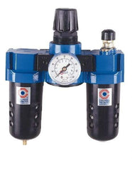 Coilhose Pneumatics - 1/2" NPT Port Standard 3 Piece Filter-Regulator-Lubricator FRL Unit - Metal Bowl, 127 SCFM, 250 Max psi, 10.5" High, Manual Drain - Americas Tooling