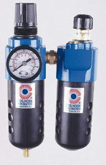 Coilhose Pneumatics - 1/2" NPT Port Standard 2 Piece Filter/Regulator-Lubricator FRL Unit - Metal Bowl, 127 SCFM, 250 Max psi, 10.5" High, Manual Drain - Americas Tooling