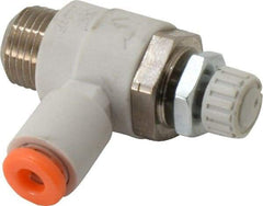 SMC PNEUMATICS - 1/8" Tube OD x 1/8" Male NPT Flow Control Elbow Valve - Meter Out - Americas Tooling