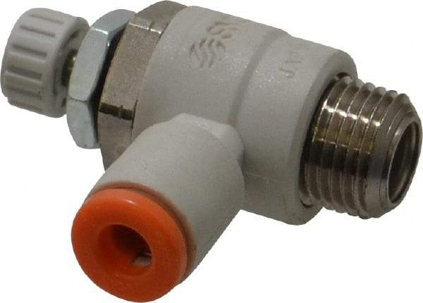 SMC PNEUMATICS - 5/32" Tube OD x 1/8" Male NPT Flow Control Elbow Valve - Meter Out - Americas Tooling