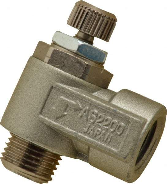 SMC PNEUMATICS - 1/8" Male NPT x 1/8" Female NPT Flow & Speed Control Valve - Elbow Type - Americas Tooling