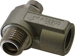 SMC PNEUMATICS - 1/4" Male NPT x 1/4" Female NPT Flow & Speed Control Valve - Elbow Type - Americas Tooling