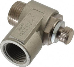 SMC PNEUMATICS - 3/8" Male NPT x 3/8" Female NPT Flow & Speed Control Valve - Elbow Type - Americas Tooling