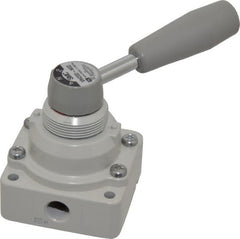 SMC PNEUMATICS - 1/4" NPT Rotary Hand Air Valve - 3 Position, 0.4 CV Rate, 150 Max psi & 140°F Max Temp - Americas Tooling