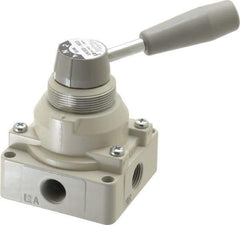 SMC PNEUMATICS - 3/8" NPT Rotary Hand Air Valve - 3 Position, 1.1 CV Rate, 150 Max psi & 140°F Max Temp - Americas Tooling