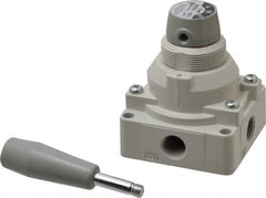 SMC PNEUMATICS - 3/8" NPT Rotary Hand Air Valve - 3 Position, 1.1 CV Rate, 150 Max psi & 140°F Max Temp - Americas Tooling