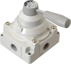 SMC PNEUMATICS - 1/2" NPT Rotary Hand Air Valve - 3 Position, 3.1 CV Rate, 150 Max psi & 140°F Max Temp - Americas Tooling