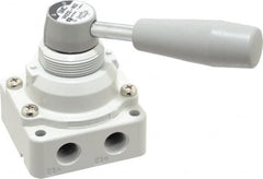 SMC PNEUMATICS - 1/4" NPT Rotary Hand Air Valve - 2 Position, 0.4 CV Rate, 150 Max psi & 140°F Max Temp - Americas Tooling