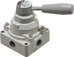 SMC PNEUMATICS - 3/8" NPT Rotary Hand Air Valve - 2 Position, 1.1 CV Rate, 150 Max psi & 140°F Max Temp - Americas Tooling