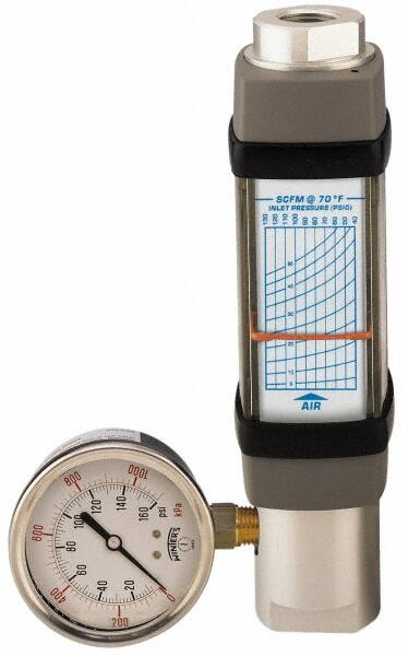 Hedland - 3/4" NPTF Port Compressed Air & Gas Flowmeter - 600 Max psi, 400 SCFM, Anodized Aluminum - Americas Tooling