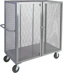 Jamco - 2,000 Lb Capacity, 1 Shelf, Steel Mesh Security Truck - 48" Long x 30" Wide x 57" High, 6" Diam Wheels - Americas Tooling