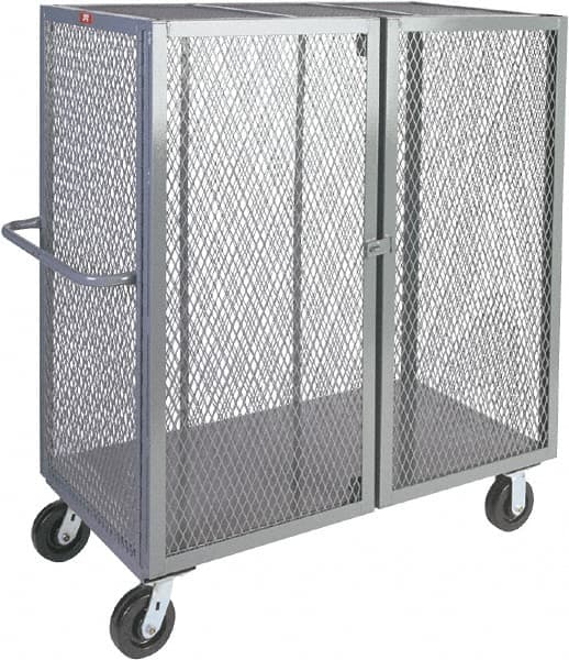 Jamco - 2,000 Lb Capacity, 1 Shelf, 4-Sided Steel Mesh Security Truck - 36" Long x 72" Wide x 57" High, 6" Diam Phenolic Wheels - Americas Tooling