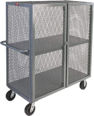 Jamco - 2,000 Lb Capacity, 2 Shelf, Steel Mesh Security Truck - 48" Long x 30" Wide x 57" High, 6" Diam Wheels - Americas Tooling