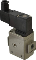 SMC PNEUMATICS - 1/4" Female NPT x 1/8" Gage Port Soft Start-Up Valve - 24V, DC Input, DIN Electrical Entry & 30 to 150 psi - Americas Tooling