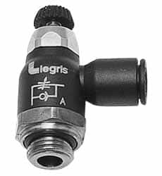 Legris - 5/32" Tube OD x 1/8 Male NPT Compact Meter Out Flow Control Valve - 14.5 to 145 psi, Nylon - Americas Tooling