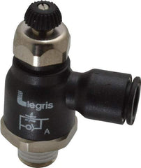 Legris - 3/8" Tube OD x 1/4 Male NPT Compact Meter Out Flow Control Valve - 14.5 to 145 psi, Nylon - Americas Tooling