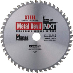 M.K. MORSE - 9" Diam, 1" Arbor Hole Diam, 48 Tooth Wet & Dry Cut Saw Blade - Steel, Standard Round Arbor - Americas Tooling