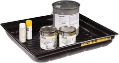 Justrite - 23 Gallon Capacity, 34 Inch Long x 37-3/4 Inch Wide, Polyurethane Spill Tray - 34 Inch Diameter, 5-1/2 Inch High, Black - Americas Tooling