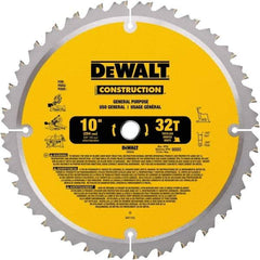 DeWALT - 10" Diam, 5/8" Arbor Hole Diam, 32 Tooth Wet & Dry Cut Saw Blade - Carbide-Tipped, General Purpose Action, Standard Round Arbor - Americas Tooling