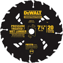 DeWALT - 7-1/4" Diam, 20 Tooth Wet & Dry Cut Saw Blade - Tungsten Carbide-Tipped, Standard Round Arbor - Americas Tooling