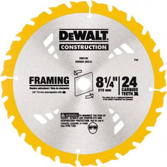 DeWALT - 8-1/4" Diam, 5/8" Arbor Hole Diam, 24 Tooth Wet & Dry Cut Saw Blade - Tungsten Carbide-Tipped, Smooth Action, Diamond Arbor - Americas Tooling