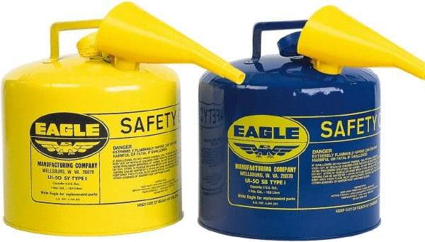 Eagle - 5 Gal Galvanized Steel Type I Safety Can - 13-1/2" High x 12-1/2" Diam, Blue - Americas Tooling