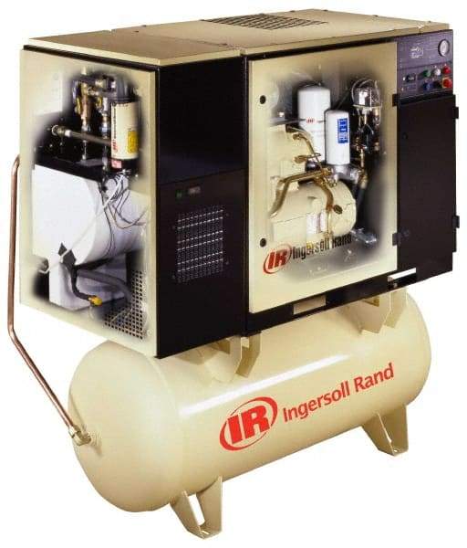 Ingersoll-Rand - 10 hp, 80 Gal Stationary Electric Rotary Screw Air Compressor - Three Phase, 150 Max psi, 34 CFM, 230 Volt - Americas Tooling