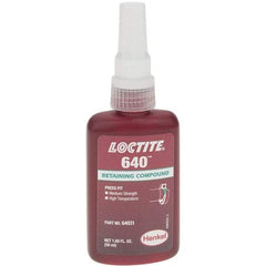 Loctite - 50 mL Bottle, Green, High Strength Liquid Retaining Compound - Series 640, 24 hr Full Cure Time - Americas Tooling