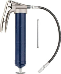 Lincoln - 7,500 Max psi, Flexible Pistol Grease Gun - 14-1 & 2 oz (Cartridge) & 16 oz (Bulk) Capacity, 1/8 Thread Outlet, 39 Strokes per oz, Bulk & Cartridge Fill, Includes 6" Straight Pipe & Coupler - Americas Tooling