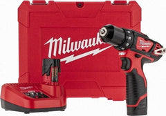 Milwaukee Tool - 12 Volt 3/8" Chuck Pistol Grip Handle Cordless Drill - 0-400 & 0-1500 RPM, Keyless Chuck, Reversible, 2 Lithium-Ion Batteries Included - Americas Tooling