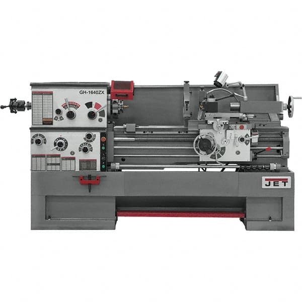 Jet - 16" Swing, 60" Between Centers, 230 Volt, Triple Phase Engine Lathe - 7MT Taper, 7-1/2 hp, 25 to 1,800 RPM, 3-1/8" Bore Diam, 44" Deep x 66" High x 96" Long - Americas Tooling