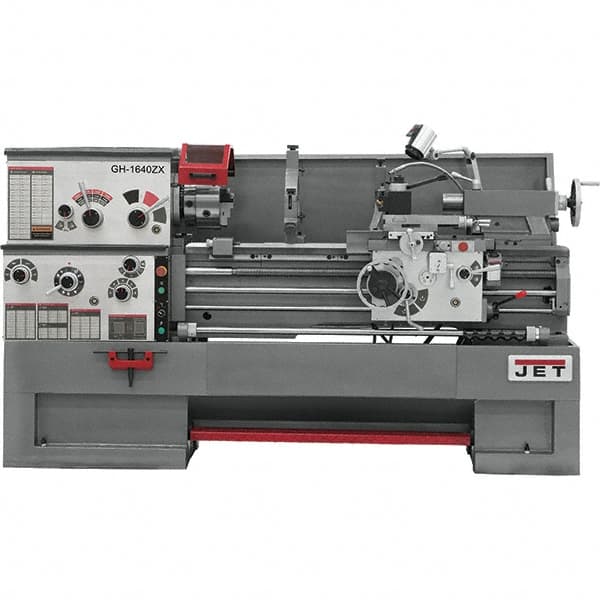 Jet - 16" Swing, 40" Between Centers, 230 Volt, Triple Phase Engine Lathe - 7MT Taper, 7-1/2 hp, 25 to 1,800 RPM, 3-1/8" Bore Diam, 40" Deep x 48" High x 97-1/2" Long - Americas Tooling