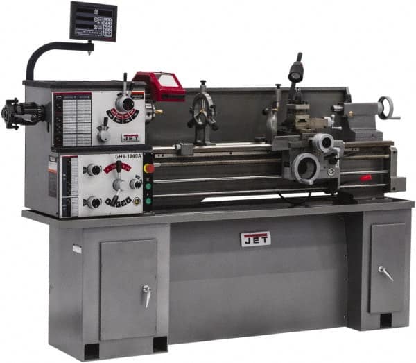 Jet - 13" Swing, 40" Between Centers, 230 Volt, Single Phase Bench Lathe - 5MT Taper, 2 hp, 70 to 2,000 RPM, 1-1/2" Bore Diam, 32" Deep x 47" High x 71" Long - Americas Tooling