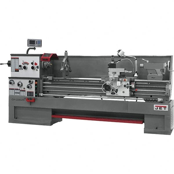 Jet - 22" Swing, 80" Between Centers, 230 Volt, Triple Phase Engine Lathe - 7MT Taper, 10 hp, 25 to 1,800 RPM, 3-1/8" Bore Diam, 40" Deep x 49" High x 136" Long - Americas Tooling