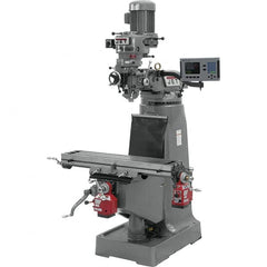 Jet - 9" Table Width x 42" Table Length, Step Pulley Control, 1 Phase Knee Milling Machine - R8 Spindle Taper, 2 hp - Americas Tooling