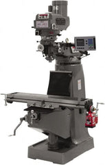 Jet - 9" Table Width x 49" Table Length, Variable Speed Pulley Control, 3 Phase Knee Milling Machine - R8 Spindle Taper - Americas Tooling