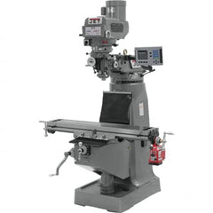 Jet - 10" Table Width x 49" Table Length, Variable Speed Pulley Control, 1 Phase Knee Milling Machine - R8 Spindle Taper - Americas Tooling