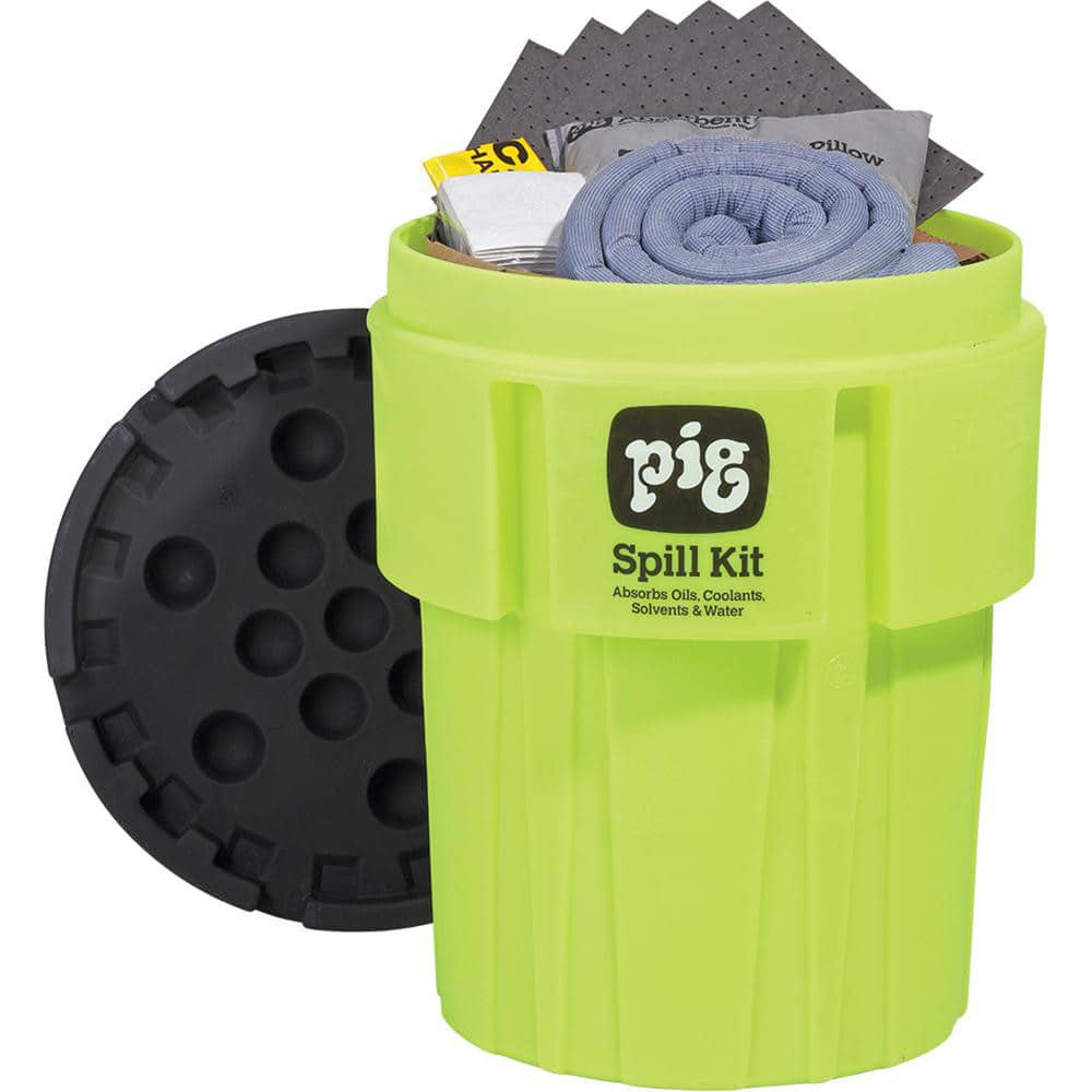 Spill Kits; Kit Type: Universal Spill Kit; Container Type: Drum; Absorption Capacity: 39 gal; Color: Hi-Vis Green; Portable: No; Capacity per Kit (Gal.): 39 gal