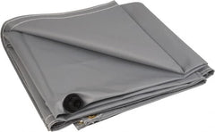 PRO-SAFE - Tarp-Shaped Heavy Duty Flame Retardant Roof Leak Diverter - 10' Long x 10' Wide x 18 mil Thick, Gray - Americas Tooling