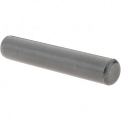 Value Collection - 3/8" Diam x 2" Pin Length Grade 8 Alloy Steel Standard Dowel Pin - Bright Finish, C 47-58 & C 60 (Surface) Hardness, 16,550 Lb (Single Shear), 33,100 Lb (Double Shear) Breaking Strength, 1 Beveled & 1 Rounded End - Americas Tooling