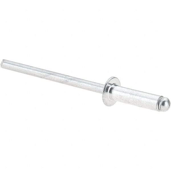 Value Collection - Size 45 Dome Head Aluminum Open End Blind Rivet - Aluminum Mandrel, 0.251" to 0.312" Grip, 1/4" Head Diam, 0.129" to 0.133" Hole Diam, 0.462" Length Under Head, 1/8" Body Diam - Americas Tooling