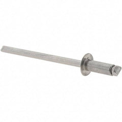 Value Collection - Size 43 Dome Head Stainless Steel Open End Blind Rivet - Stainless Steel Mandrel, 0.126" to 0.187" Grip, 1/4" Head Diam, 0.129" to 0.133" Hole Diam, 0.337" Length Under Head, 1/8" Body Diam - Americas Tooling