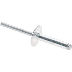 Value Collection - Size 612 Large Flange Dome Head Aluminum Open End Blind Rivet - Aluminum Mandrel, 0.626" to 3/4" Grip, 5/8" Head Diam, 0.192" to 0.196" Hole Diam, 0.95" Length Under Head, 3/16" Body Diam - Americas Tooling